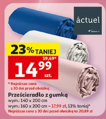 Prześcieradło z gumką actuel 160x200cm promocja w Auchan