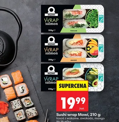Sushi wrap łosoś z wakame promocja w Biedronka