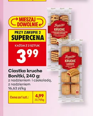 Ciastka kruche z nadzieniem i czekoladą Bonitki promocja w Biedronka