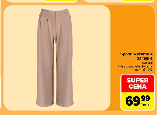 Spodnie szerokie damskie casual wizytowe elastyczne promocja w Carrefour