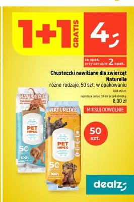 Chusteczki nawilżane dla zwierząt Naturelle promocja w Dealz