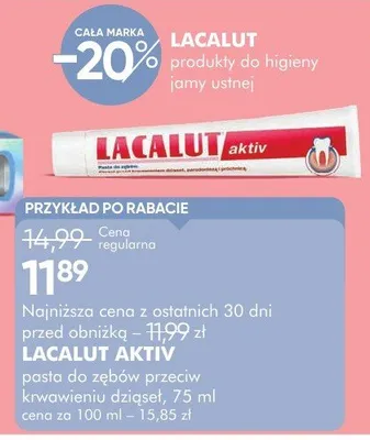 Pasta do zębów przeciw krwawieniu dziąseł Lacalut Aktiv promocja w Super-Pharm