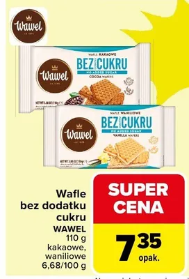 Wafle bez dodatku cukru Wawel różne rodzaje promocja w Carrefour