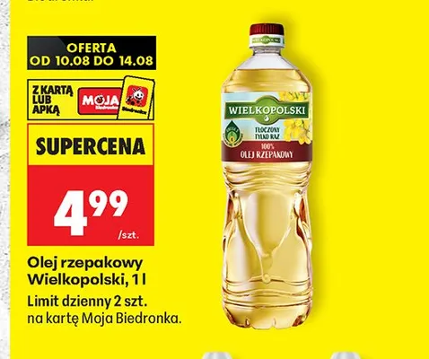 Olej rzepakowy Wielkopolski promocja w Biedronka
