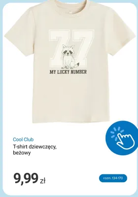 T-shirt dziewczęcy Cool Club beżowy promocja w Smyk