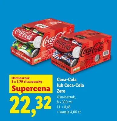 Napój gazowany Coca-Cola Zero Sugar 8-pak promocja w Lidl