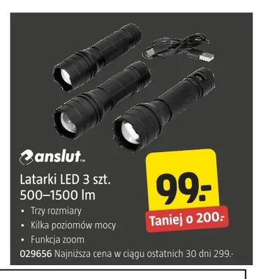 Latarki LED 3-pak 500-1500lm Anslut promocja w Jula