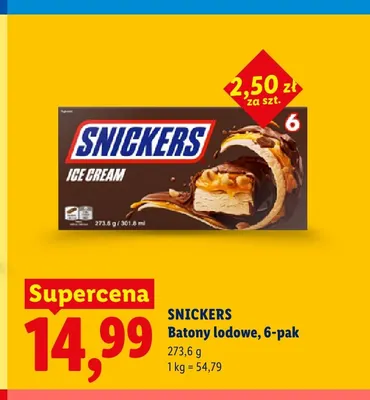 Batony lodowe Snickers 6-pak promocja w Lidl