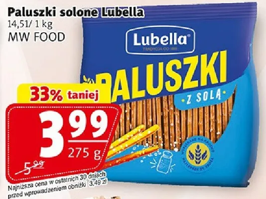 Paluszki solone Lubella 275g promocja w Prim Market