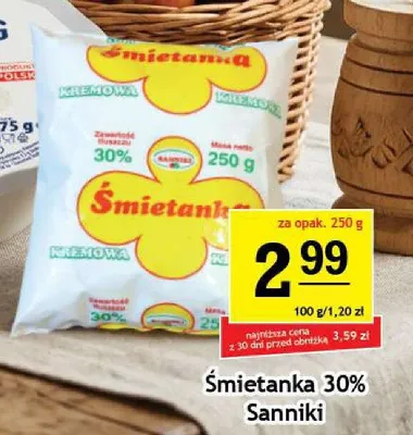 Śmietanka 30% Sanniki promocja w Gram Market