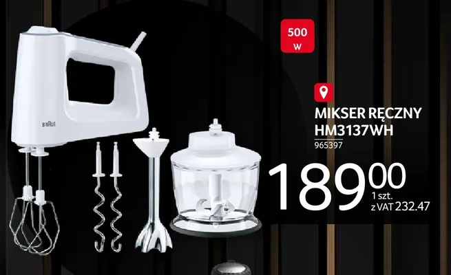 Mikser ręczny HM3137WH Braun promocja w Selgros