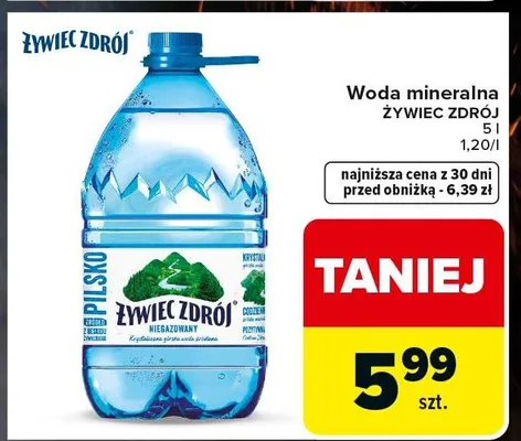 Woda mineralna niegazowana Żywiec Zdrój promocja w Carrefour Market