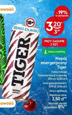 Napój energetyczny Tiger Wiśnia Energy Zero Cukru promocja w Żabka