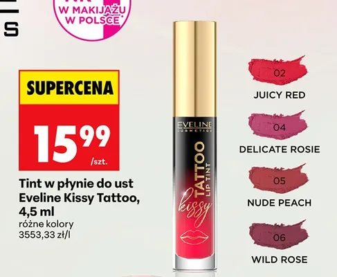 Tint w płynie do ust Eveline Kissy Tattoo promocja w Biedronka