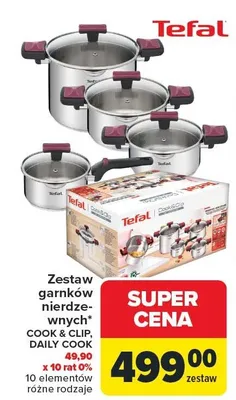 Zestaw garnków nierdzewnych COOK & CLIP DAILY COOK TEFAL promocja w Carrefour