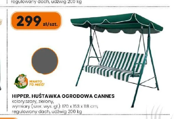 Huśtawka ogrodowa Cannes Hipper promocja w HIPPER.pl