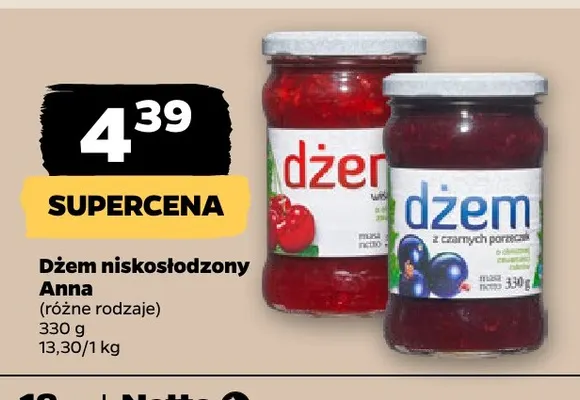 Dżem niskosłodzony Anna promocja w Netto