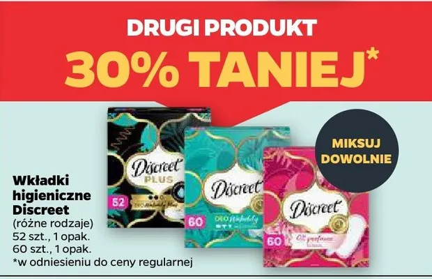 Wkładki higieniczne (różne rozmiary) promocja w Netto