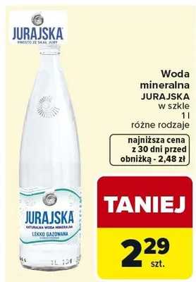 Woda mineralna JURAJSKA GAZOWANA 1l różne rodzaje promocja w Carrefour