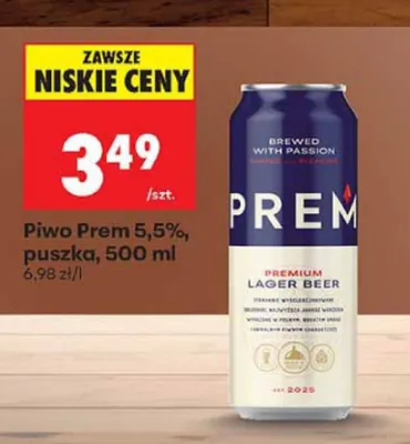 Piwo Prem Premium Lager Beer promocja w Biedronka
