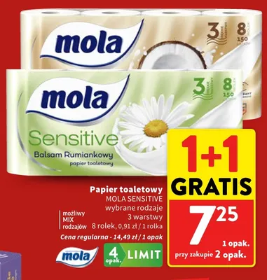 Papier toaletowy Mola Sensitive 8-pak promocja w Intermarche
