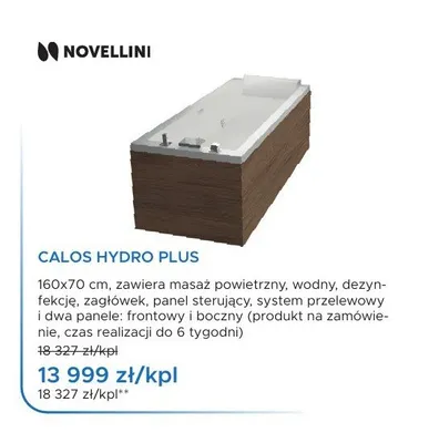 Wanna z hydromasażem Novellini Calos Hydro Plus promocja w Blu Salony Łazienek