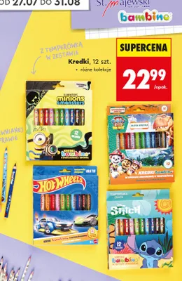 Kredki ołówkowe w oprawie drewnianej z temperówką Bambino Stitch promocja w Biedronka