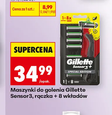 Maszynki do golenia Gillette Sensor3 rączka + 8 wkładów promocja w Biedronka
