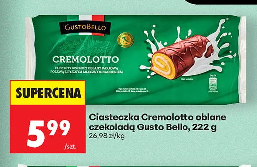 Ciasteczka Cremolotto oblane czekoladą Gusto Bello promocja w Biedronka