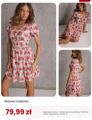 Sukienka różowa Renee promocja w Renee