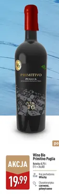 Wino Primitivo Puglia Bio Vita 76 promocja w Aldi