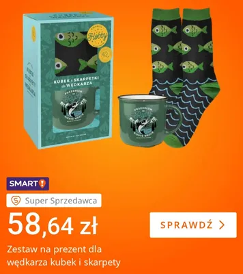 Zestaw prezentowy dla wędkarza kubek i skarpety Pan Dragon promocja w Allegro