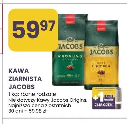 Kawa ziarnista Jacobs Crema promocja w Stokrotka