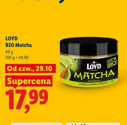 Herbata zielona matcha Loyd promocja w Lidl