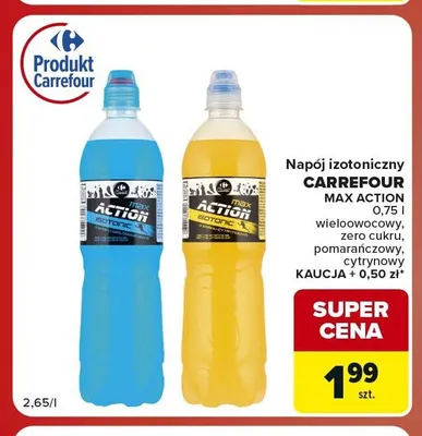 Napój izotoniczny Carrefour Max Action pomarańczowy promocja w Carrefour Market