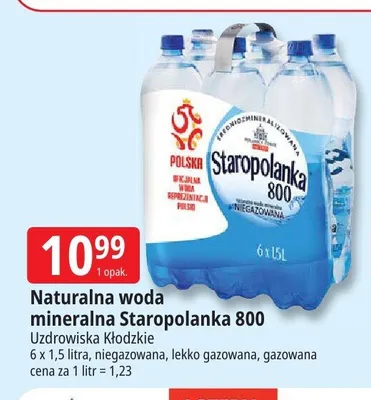 Naturalna woda mineralna Staropolanka 800 promocja w Leclerc