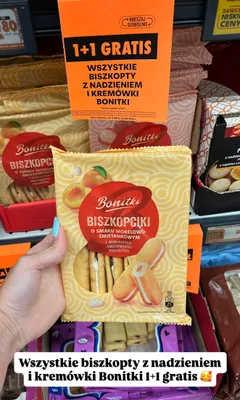 Biszkopciki o smaku morelowo-śmietankowym Bonitki promocja w Biedronka