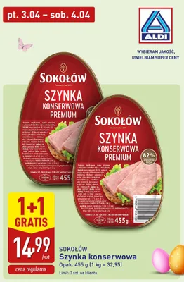 Szynka konserwowa premium promocja w Aldi