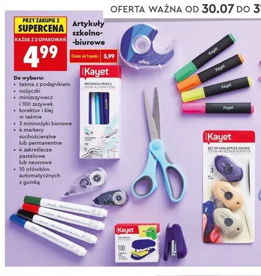 Korektor i klej w taśmie Kayet promocja w Biedronka