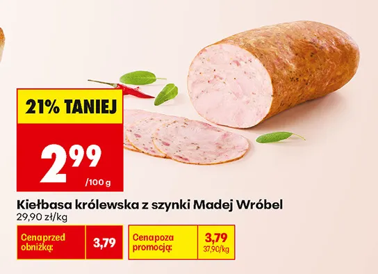 Kiełbasa królewska z szynki Madej Wróbel promocja w Biedronka