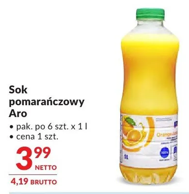 Sok pomarańczowy Aro promocja w Makro