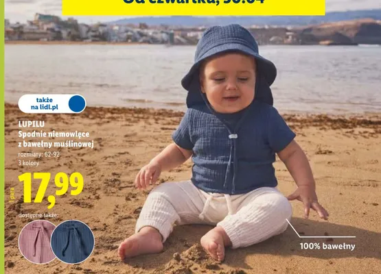 Spodnie niemowlęce z bawełny muślinowej promocja w Lidl