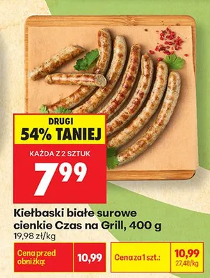 Kiełbaski białe surowe cienkie Czas na Grill promocja w Biedronka