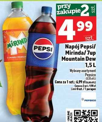 Napój Pepsi/Mirinda/7up Mountain Dew promocja w TOPAZ