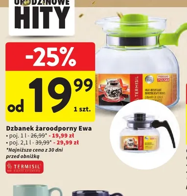 Dzbanek żaroodporny Ewa 1 l Termisil promocja w Intermarche