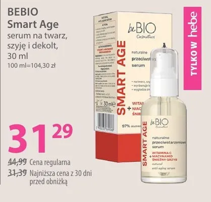 Serum na twarz, szyję i dekolt BEBIO Smart Age promocja w Hebe