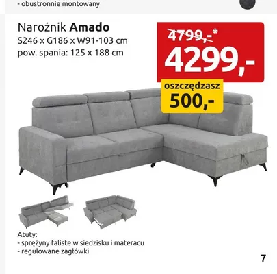 Narożnik Amado promocja w Black Red White