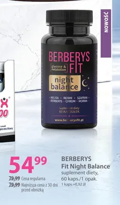 Suplement diety Fit Night Balance Berberys promocja w Hebe