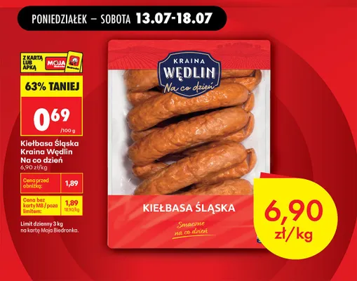 Kiełbasa Śląska Kraina Wędlin Na co dzień promocja w Biedronka