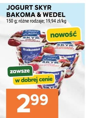 Jogurt Skyr Bakoma & Wedel promocja w Stokrotka